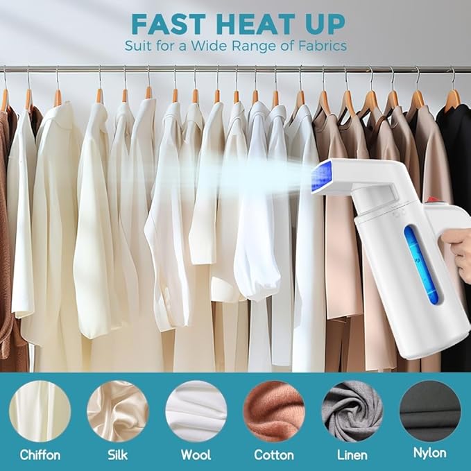 Steamer for Clothes, 700W Travel Handheld Light Steamer with 180ml Water Tank, Compact & Portable, Travel College Dorm Home Essentials Garment Steamer, White, GY168 (Only for 120V)