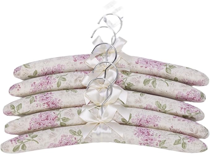 Anti-Slip Satin Padded Clothes Hangers with Rotatable Hooks No Shoulder Bump for Women Heavy Sweaters, Coats, Suits (5, Lavender)