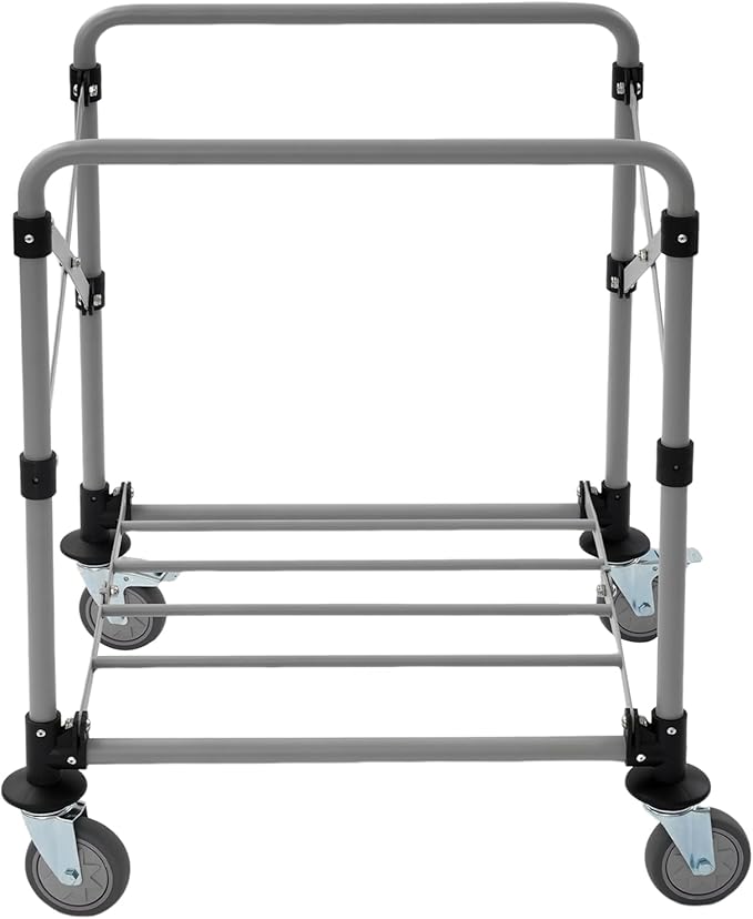Commercial Laundry Cart, Laundry Basket with 360° Swivel Casters, Folding Laundry Cart Hamper on Wheels Heavy Duty Steel Frame 220 lbs Capacity Large Rolling Laundry Baskets Trucks (Black)