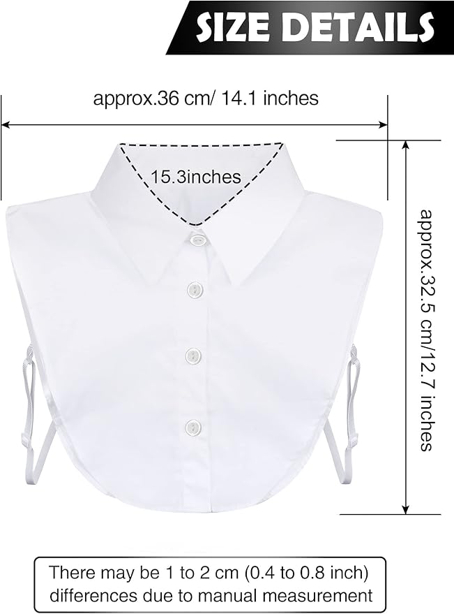 Syhood 4 Pcs Fake Collar Detachable False Dicky Collar Half Shirts Round for Women Outfits Halloween Costume Accessories