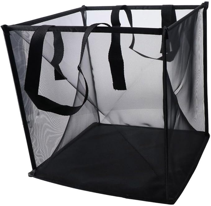Mesh Laundry Hamper Bag with Handles Portable & Collapsible Dirty Clothes Mesh Basket Foldable for Washing Storage