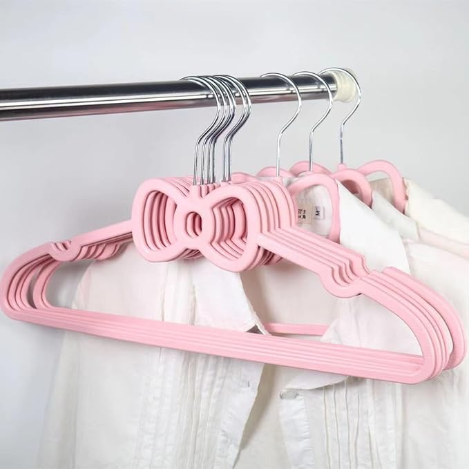 Velvet Hangers 20 Pack, 16" Non Slip Adult Hangers, 360 Degree Swivel-Hook, Ultra Slim Clothes Felt Hanger Space Saving, Durable & Cute for Coats, Jacket, Shirts, Dress (Plastics, Bow)