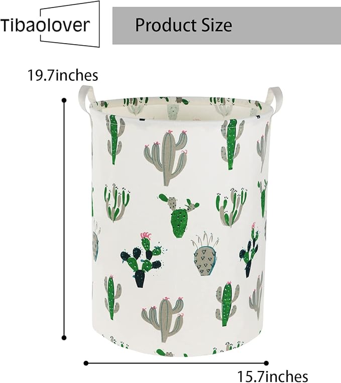 Laundry Basket Kids laundry hamper Cactus Hamper Toy Storage Bin Organizer for Boys and Girls Cactus Room Decor(Green and Gray）