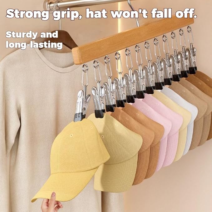 2026 New Closet Organizer with 10 Clips - Space Saving Hanging Closet Organizer, 12 Clips, Closet Organizers and Storage, 360° Rotating, for Jeans, Hats, Shorts, Socks (（Brown+Nature）*6)