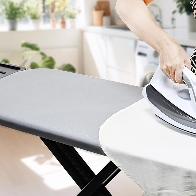 SheeChung Ironing Board Cover and Pad for Extra Wide 18"x49" Ironing Boards,Premium Heavy Duty 4-Layer Silicone Coated Cover with 2mm Foam and 4mm Felt,Resists Scorching and Staining (49”x18”,Size C)