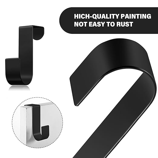 Hotop 12 Pcs Over The Cabinet Drawer Door Hooks 1.12 Inch for Hanger in The Cabinet Decoration Hooks Sturdy Metal Z Shaped Hanger Peg for Bathroom Clothes Towel(Black)