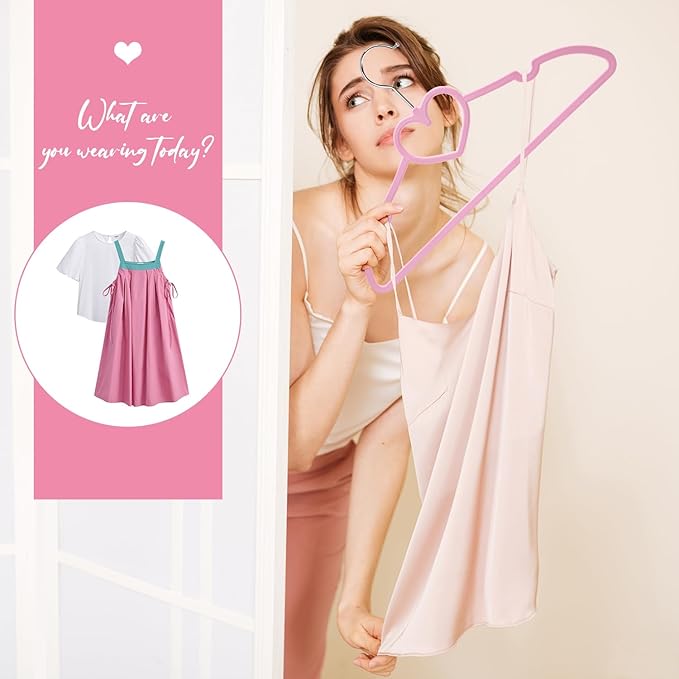 Plastic Hangers 80 Pack, Pink Clothes Hanger with 10 Clips- Ultra Thin Space Saving with 360 Degree Swivel Hook -Strong Adult for Dress,Shirt,Coats