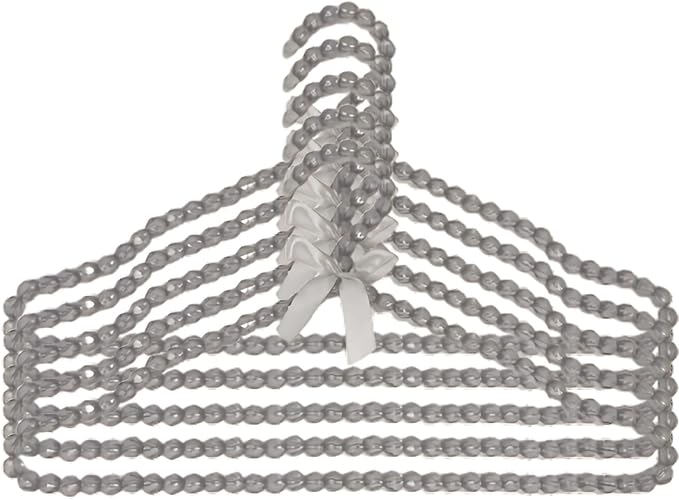 16 inch Pearl Hanger Cute Ribbon Bow Hanger Metal Elegant Clothes Hangers for Wedding Dress Photographing or Decorate Your Closet (5, Gray)