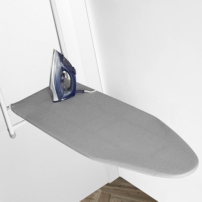14x42 Inch Over-The-Door Ironing Board Cover with User-Friendly Design, Heavy-Duty Padding, Adjustable Elastic Drawstring and Fasteners - Replacement Iron Board Cover (Grey, 14" x 42")