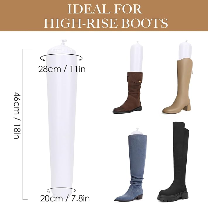 kilofly Inflatable Boot Shapers [Set of 3/6 Pairs] - Extra Long - 46cm, White