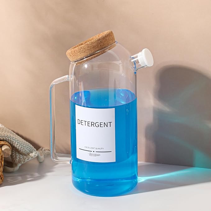 60oz Liquid Laundry Detergent Dispenser with Lables,Glass Laundry Detergent Dispenser,Laundry Detergent Container Laundry Liquid Dispenser