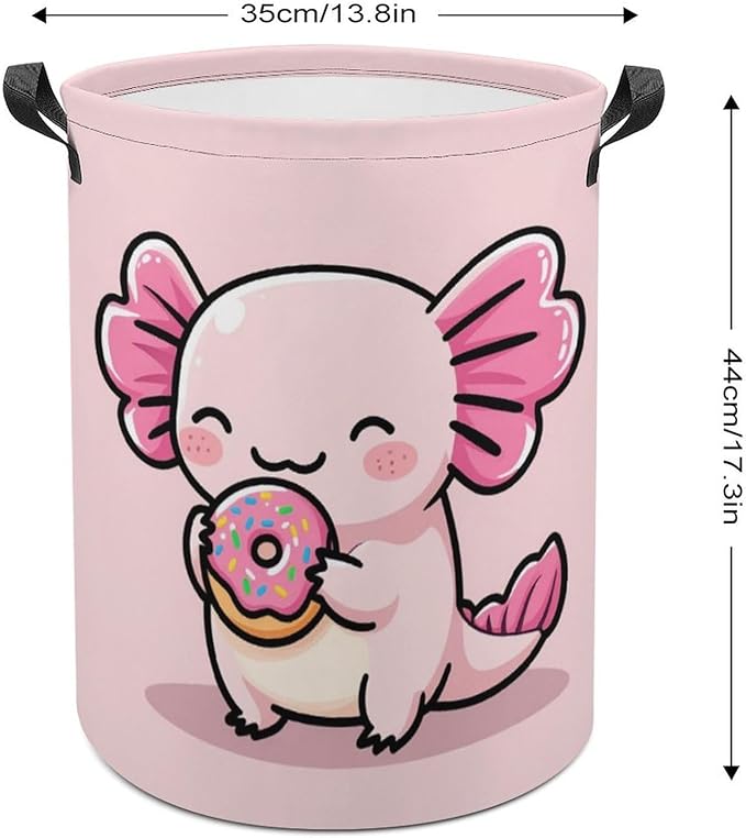 Pink Axolotl Laundry Basket Axolotl Room Decor Donut Laundry Hamper Clothes Hamper Toy Storage Bin for Bedroom Bathroom