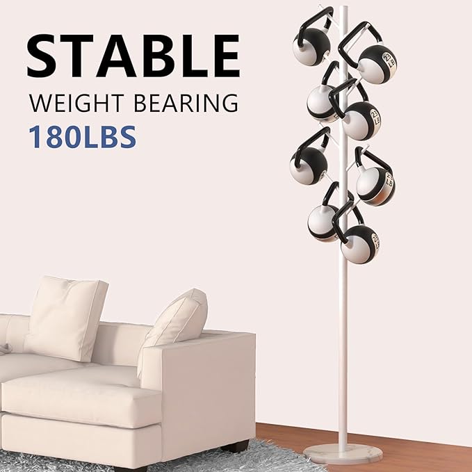 Heavy Duty Coat Rack with Natural Marble Base, Freestanding Metal Coat Stand with 8 Hooks, Modern Stable Coat Hanger Tree for Bags, Jacket, Clothes, and Hats, White Metal