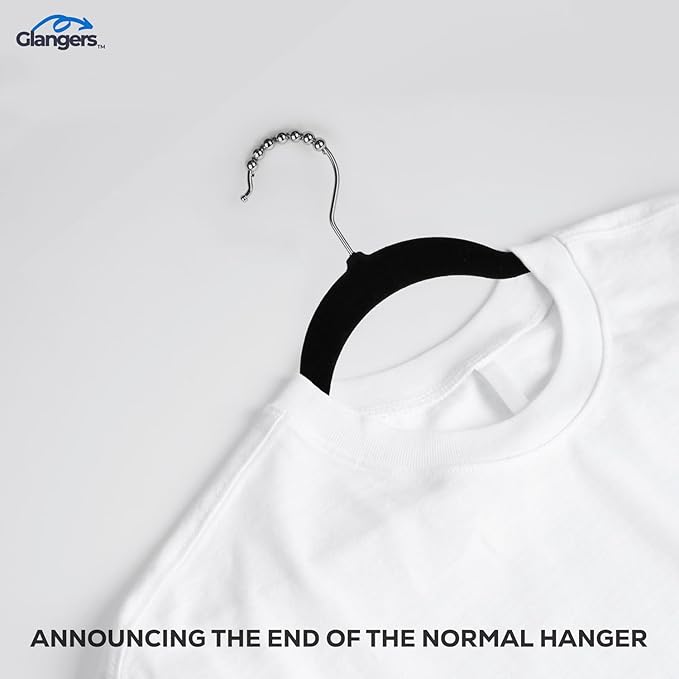 Velvet Clothes Hangers, Innovative Roller Balls Black Velvet Hangers, Felt Hangers for Clothes Shirts, Garments, Non Slip Closet Hangers (Pack of 30)