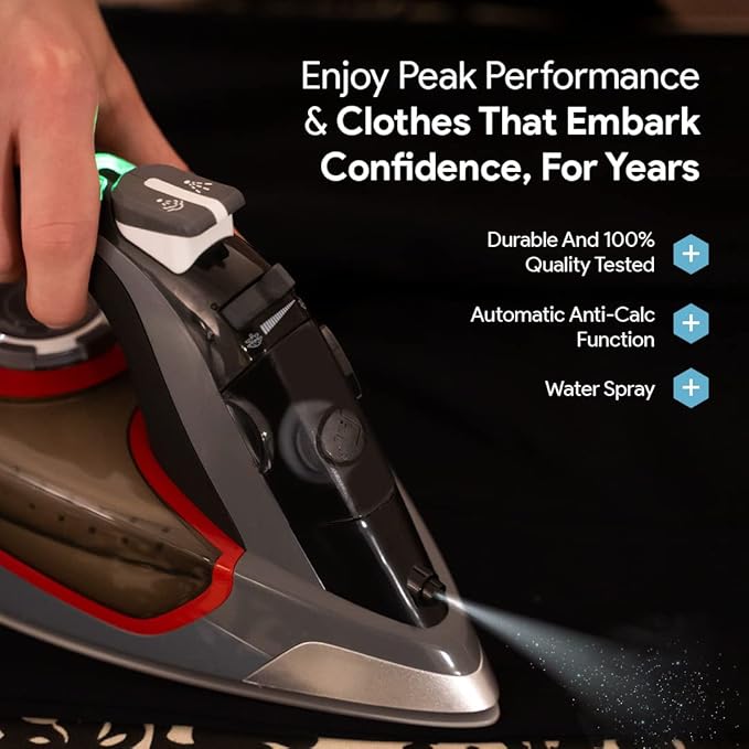 Bartnelli Pro Luxury Steam Iron for Clothes | New Powerful Steam Technology | Non-Stick Ceramic Soleplate, 1700 Watts with 3-Way Auto Shut Off, Premium Built Quality & Durability