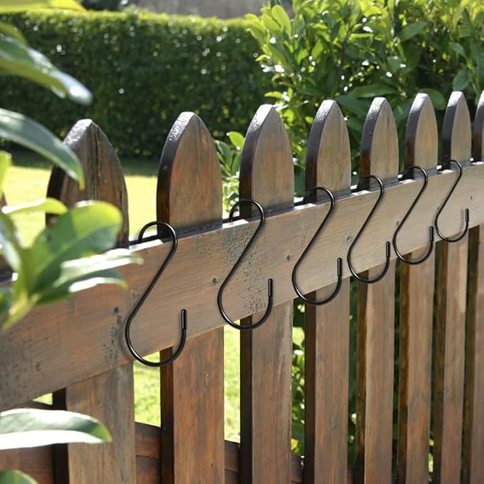 30 Pack S Hooks, 3.54 In Matte Black Heavy Duty Metal S Hooks Can with Stand, Up to 33 lbs, For Kitchen, Office, Garden or Outdoor, Hanging Plants, Clothes, Pots, Pans, Cups, Bags, Jewelry, Towels