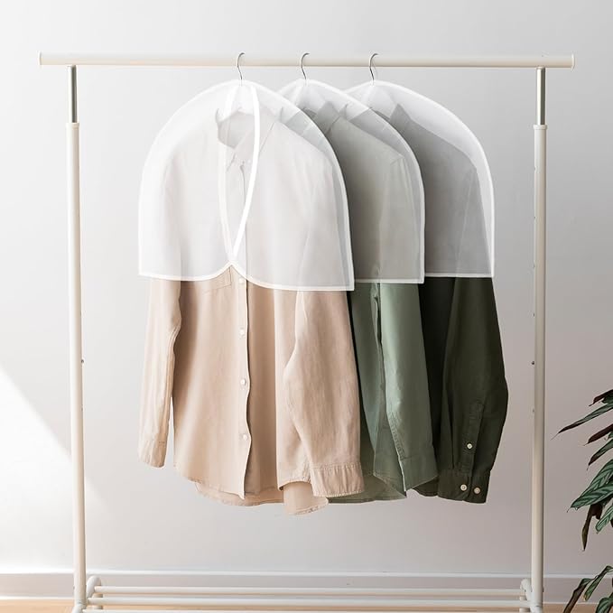 25 Pcs Shoulder Covers for Hanging Clothes, 24 x 17 Inch Plastic Garment Cover Clear Dust Clothes Hanger Covers for Coats, Dress, Suit, Sweater, Jackets