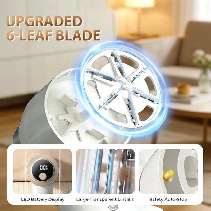 Rechargeable Fabric Shaver for Clothing with Smart LED Display, 2026 New 2 in 1 Suction and Shave Technology Clothes Shaver, Lint Shavers with 3 Speeds for Clothes, Couch (B)