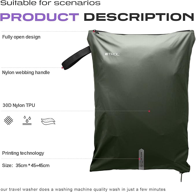 Mesh Laundry Bag for Travel, Gym, College, and Camping – Large Washable Zippered Dirty Clothes Organizer with Breathable Fabric – Portable Laundry Hamper for Sports, Healthcare Workers – Green