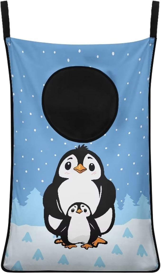 ZFRXIGN Penguin Hanging Laundry Hamper Cute Animal Laundry Baskets Dirty Hamper for Clothes Organizers Washable Hampers Room Decor Toys Storage Bin Bedroom Hamper Bag Blue