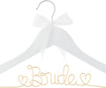 Bride to Be Wedding Dress Hanger Wooden and Wire Hangers for Brides Gowns, Dresses (White with Light Gold and Bow)