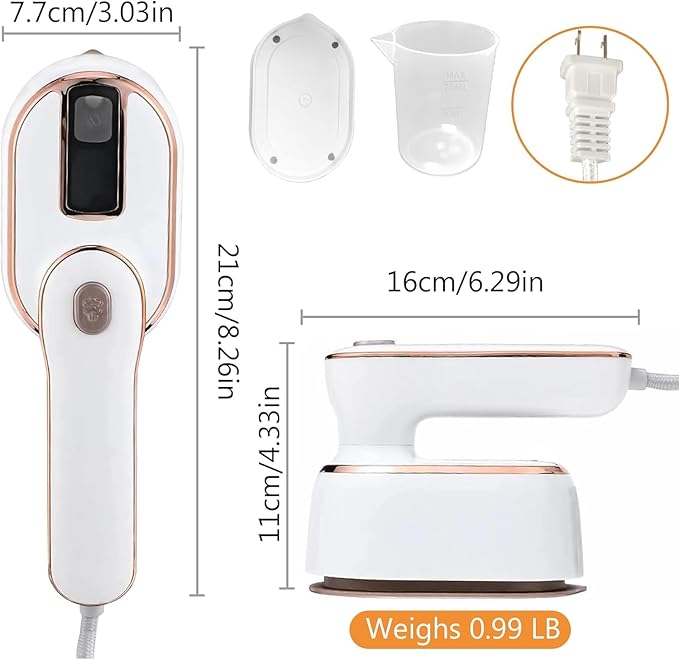 Mini Steam Iron for Clothes, Travel Steamer for Clothes Portable Steamer Travel Iron, Micro Steam Mini Handheld Support Dry And Wet Ironing for Home Travel (White)