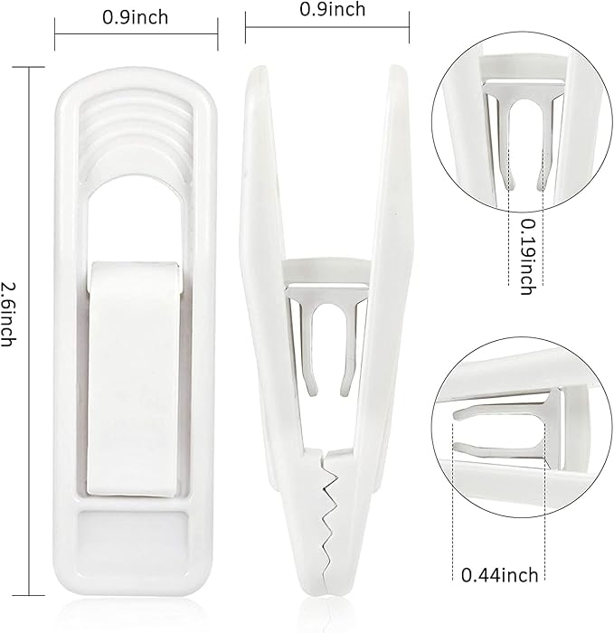 Tinfol White Hanger Clips 80pc, Multi-Purpose Finger Clip, Pant Skirt Clip, Strong Pinch Grip Clips for Slim-line Clothes Hangers