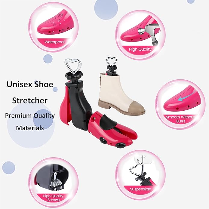 2PCS Professional Boot Shoe Stretcher Wide Feet for Men Women, Shoe Expander Widener Adjustable Length & Width