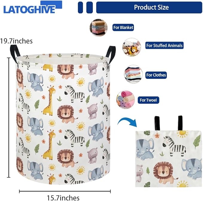Baby Laundry Hamper kids laundry Basket Waterproof Laundry Bag for Bedroom Toy Clothes Organizer Room Décor(Animal)