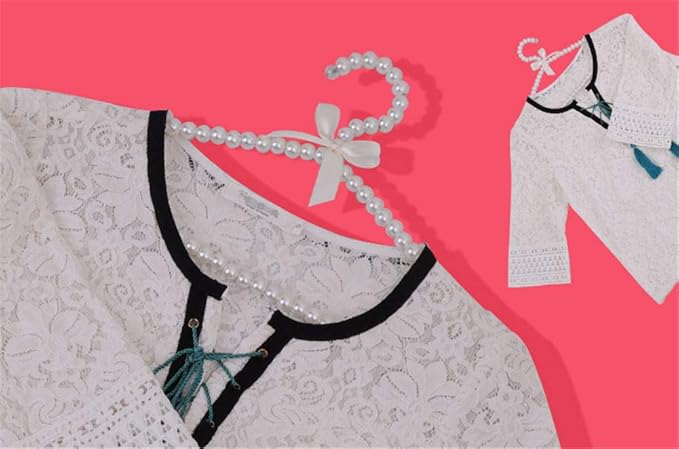 Pack of 5 Pearl Clothes Pants Hangers Bowknot Beaded Wedding Home Shop Clothes Rack 1#