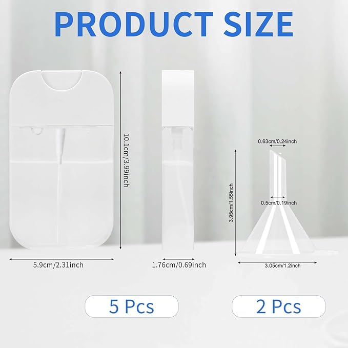 5 PCS Clear Spray Bottles, Portable Card Spray Bottles, 50 ML Refillable Plastic Perfume Atomizer Vials, Suitable Perfume, moisturizing water, hand sanitizer