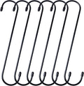 YourGift 6 Pack 10 Inch Extra Long Heavy Duty S Hooks for Hanging Plant, Closet, Flower, Basket, Garden, Patio, Bird Feeder (Black)