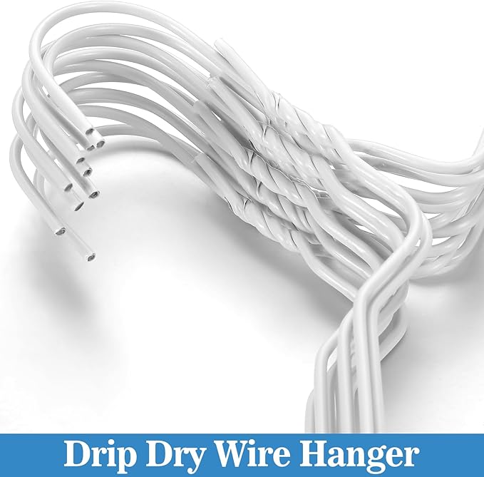 10 Pack Drip Dry Wire Hanger Bulk 16 Inch Galvanized Steel Coat Clothes Hangers with Plastic Coating Dry Cleaner Suit Holders for Home Caped Clothing (White)