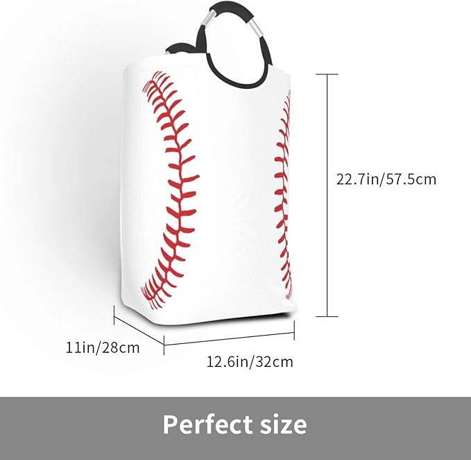Baseball Texture Laundry Basket Funny Laundry Hamper Collapsible Laundry Baskets with Handle Dirty Clothes Hamper Bag for Dorm Family Bathroom Decor Storage 50L