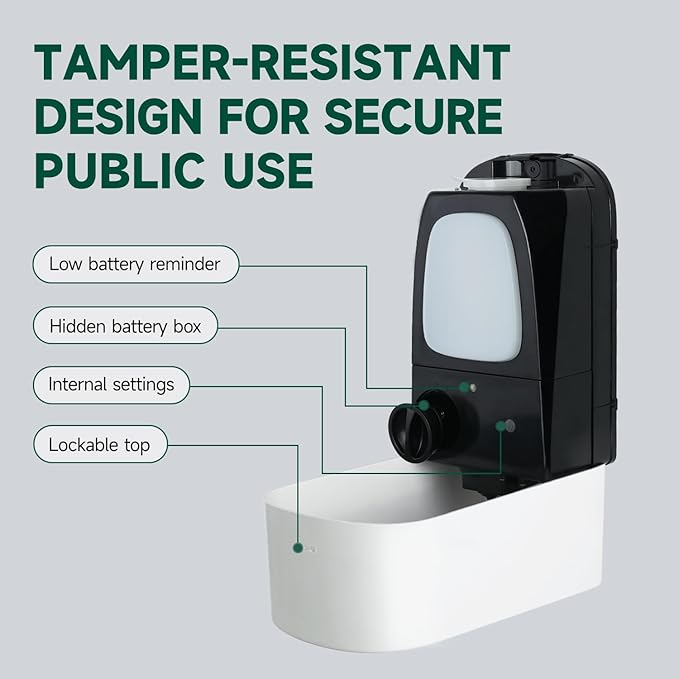Commercial Automatic Soap Dispenser Large 34oz/1000ml Capacity Wall-Mounted Touchless Liquid Dispenser for High-Traffic Restrooms, Offices, Hospitals Model AD1220S White