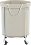 Aduanbang 170L Laundry Basket with Wheels, Rolling Hamper with Removable Bag & Steel Frame, Round Laundry Cart with 4 Casters & 2 Brakes, Ideal for Bedroom, Bathroom & Laundry Room