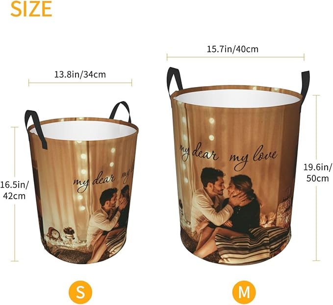 Custom Laundry Basket,Personalized Laundry Hamper With Photo Name,Customized Dirty Clothes Storage With Handle,Collapsible Waterproof Storage Basket For Bathroom Living Room Bedroom