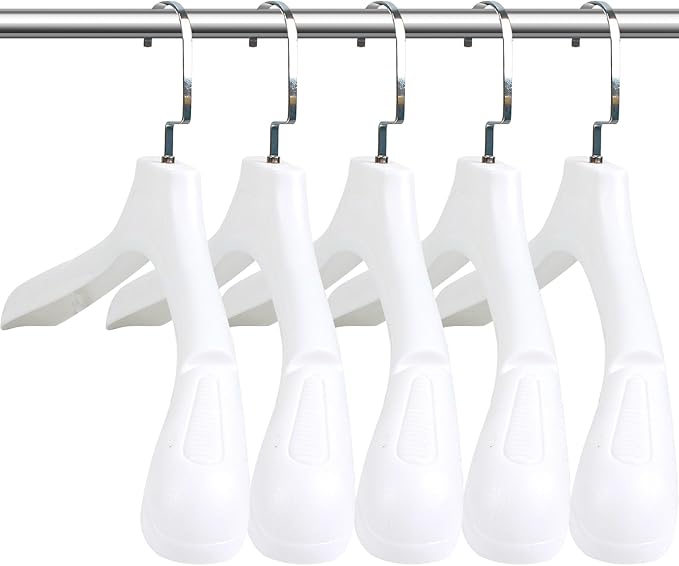 DEDU Suit Hangers for Men 10 Pack, Sweater Hangers No Shoulder Bump Non Slip Width 17.7", Plastic Clothes Hangers White with Metal Hook