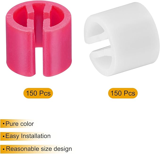 uxcell 300pcs Clothes Hanger Markers Blank Tags, Fit 3.5mm Rod Garment Size Hanger Clips Garment Color Coding Label for Clothing Hangers, Rose Red + White