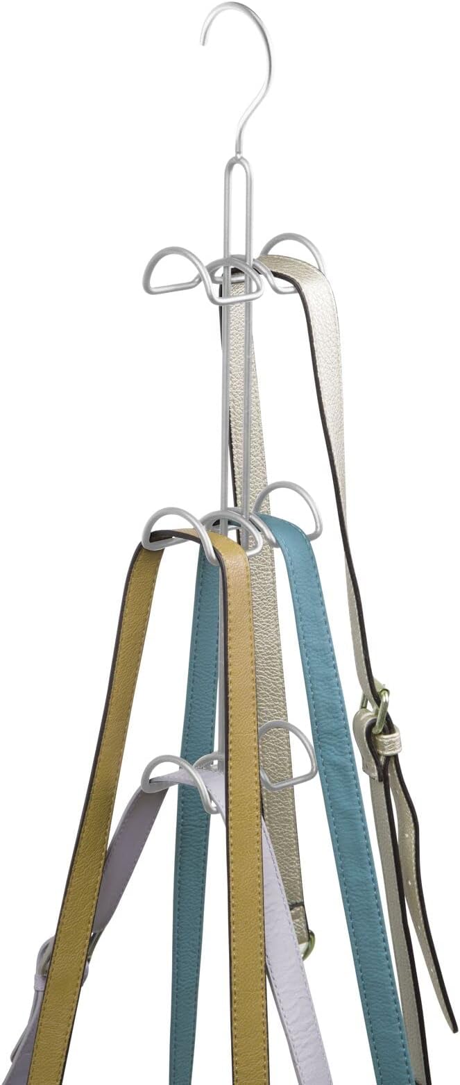 mDesign Metal Wire Over The Closet Rod Hanging Storage Organizer Hanger for Storing and Organizing Purses, Backpacks, Satchels, Crossovers, Handbags - 2 Pack - Chrome