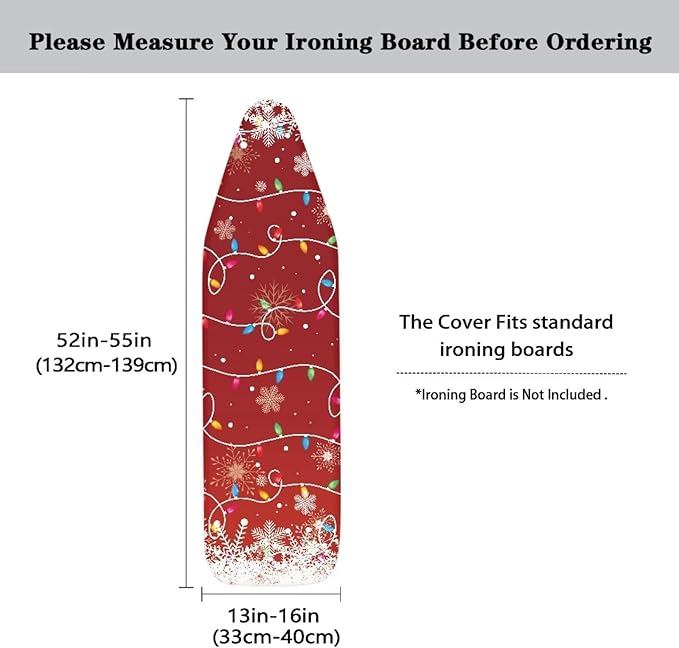Ironing Board Cover Christmas String Lights Design Thick Table Top Ironing Board Cover Ventilate Iron Board Cover and Pad Ironing Accessories 54x15 inches