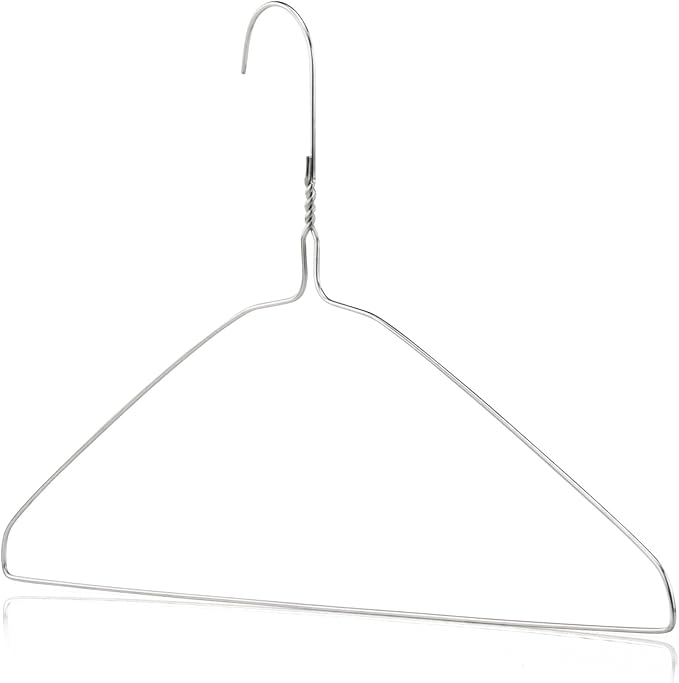 HANGERWORLD Silver Metal Wire Clothes Hangers 16inch 13 Gauge Clothes Garment Coat Hanger (10 Pack)