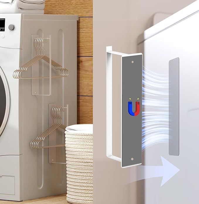 2 Pack Magnetic Hanger Holder for Laundry Room Organization and Storage Magnetic Hanger Organizer Storage Rack for Dryer