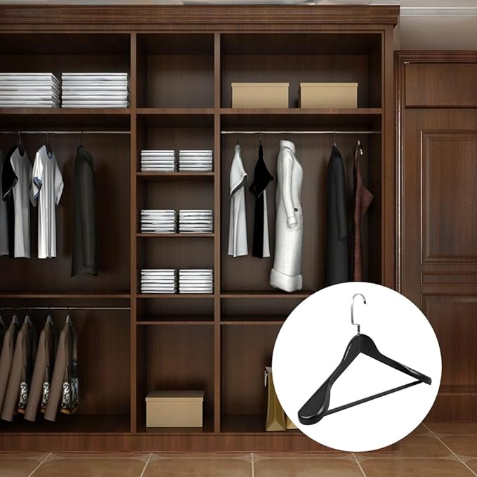 Hemoton Solid Wood Coat Rack Thick Wide Hanger Non-Slip Clothes Drying Rack for Home Bedroom Closet Storage