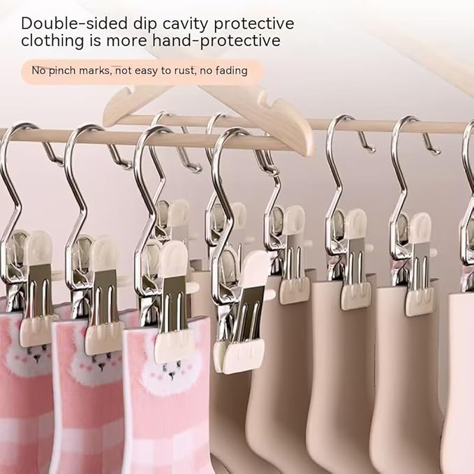10/30/50Pcs Space-Saving Clothespin, Upgrade Double Head Clamp Dipped Hanger for Closet Hooks Garment Clip Hat Pants Storage Hanging Travel Hook (Blue, 10PCS)