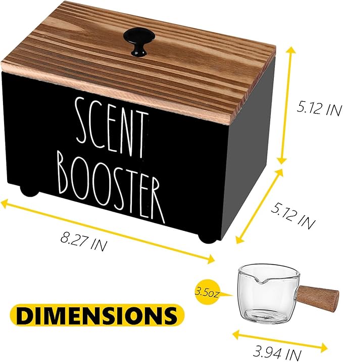 CHONIC Laundry Scent Booster Container, Farmhouse Scent Beads Storage Organization, Rustic Wood Dispenser for Clothing Fragrance Beads, Laundry Room Powder Box, Laundry Detergent Organizer Bin(Black)