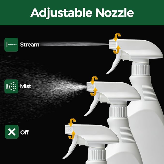 T4U Spray Bottles for Cleaning, 16 OZ Empty Spray Bottles Heavy Duty, Plastic Spray Bottles for Cleaning Solutions, Cleaning Spray Bottle for Household Cleaning Bleach, Industrial Chemical (2 Pack)