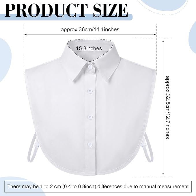 Syhood 4 Pcs Fake Collar Detachable False Dicky Collar Half Shirts Round for Women Outfits Halloween Costume Accessories