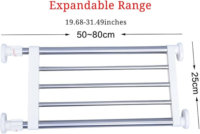 BAOYOUNI Expandable Closet Tension Shelf Storage Rack Heavy Duty Stainless Steel Adjustable Metal Organizer for Wardrobe, Cupboard, Kitchen, Bathroom Use, 19.68-31.49 Inch