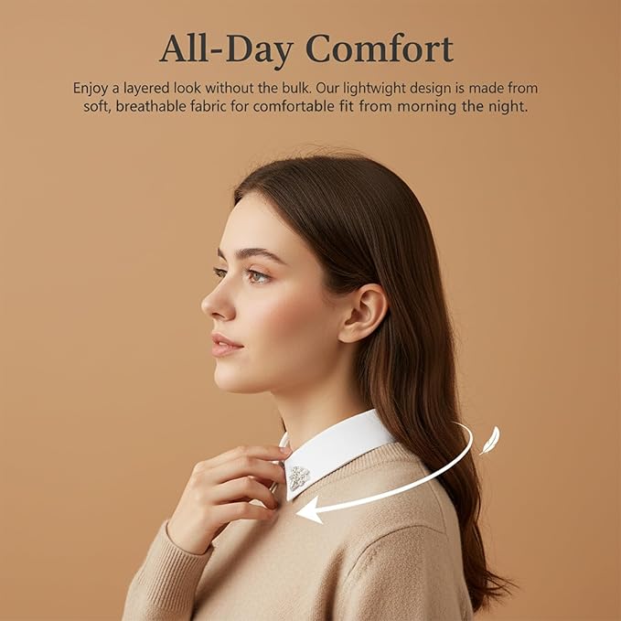 Handcrafted Faux Diamond and Pearl Fake Collar, Detachable Dickey Collars, Faux Collar Lapel, False Collars for Women Shirt